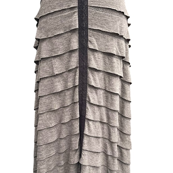 Free People Gray/Taupe Mia Waterfall Ruffle V-Neck Cap Hi-Lo Maxi Dress (XS) - Picture 5 of 15